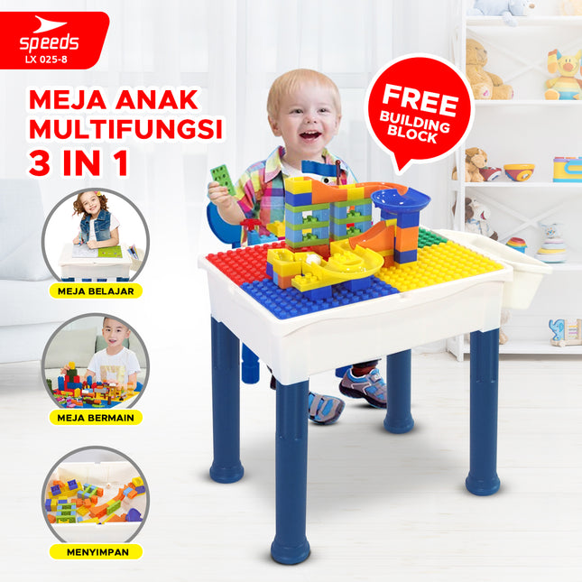 SPEEDS Meja Balok Bangunan Set Belajar Anak Set Meja Gambar Karakter Balok Besar Anak Belajar Mewarnai Melukis 025-8