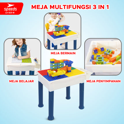 SPEEDS Meja Balok Bangunan Set Belajar Anak Set Meja Gambar Karakter Balok Besar Anak Belajar Mewarnai Melukis 025-8