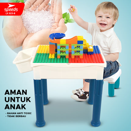 SPEEDS Meja Balok Bangunan Set Belajar Anak Set Meja Gambar Karakter Balok Besar Anak Belajar Mewarnai Melukis 025-8