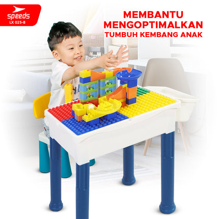 SPEEDS Meja Balok Bangunan Set Belajar Anak Set Meja Gambar Karakter Balok Besar Anak Belajar Mewarnai Melukis 025-8