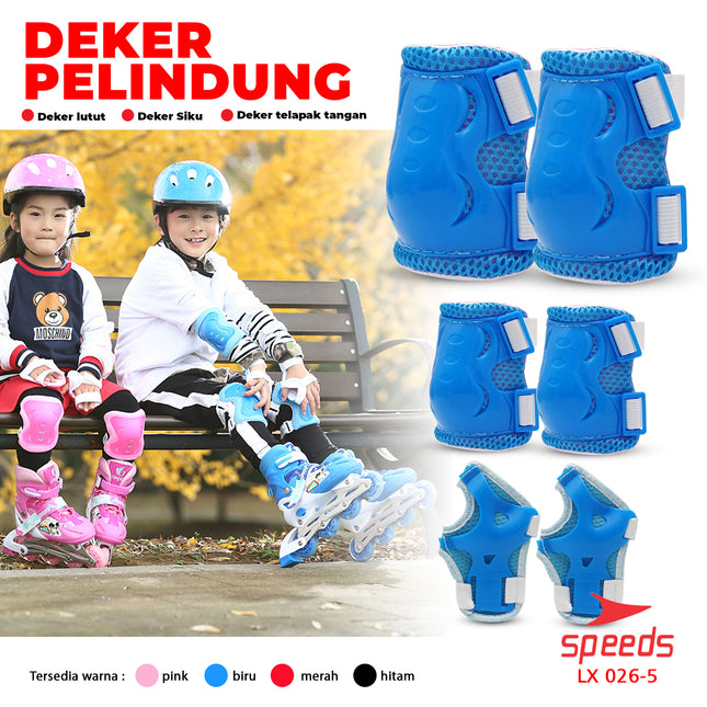SPEEDS Set Deker Dekker Deckker Anak Inline Pelindung Lutut Siku Tangan Badan Sepeda Skate 026-5