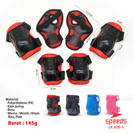 SPEEDS Set Deker Dekker Deckker Anak Inline Pelindung Lutut Siku Tangan Badan Sepeda Skate 026-5