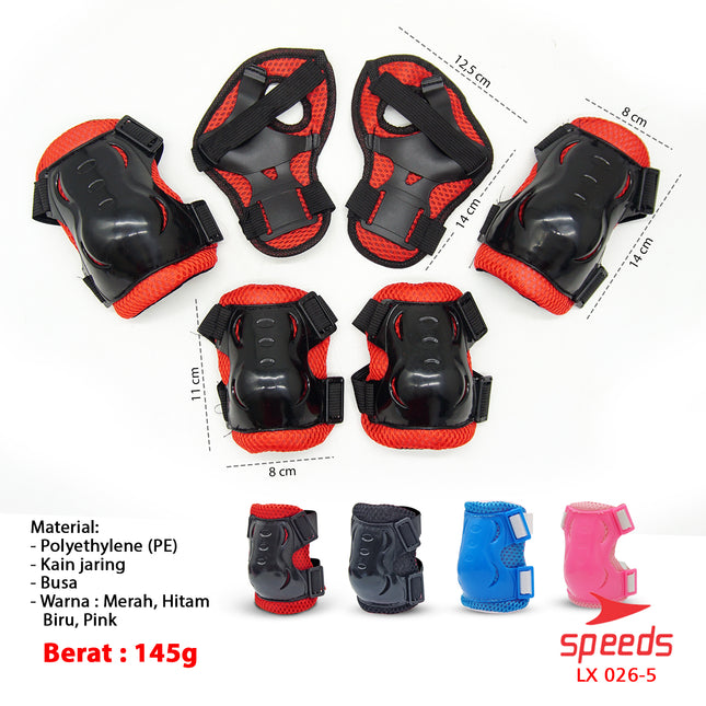 SPEEDS Set Deker Dekker Deckker Anak Inline Pelindung Lutut Siku Tangan Badan Sepeda Skate 026-5