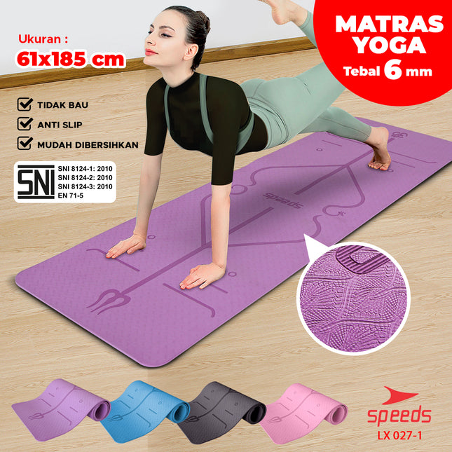 SPEEDS Matras Yoga TPE 6mm Alas Yoga Mat Alas Olahraga Karpet Spons Gym Berstandar SNI 027-1