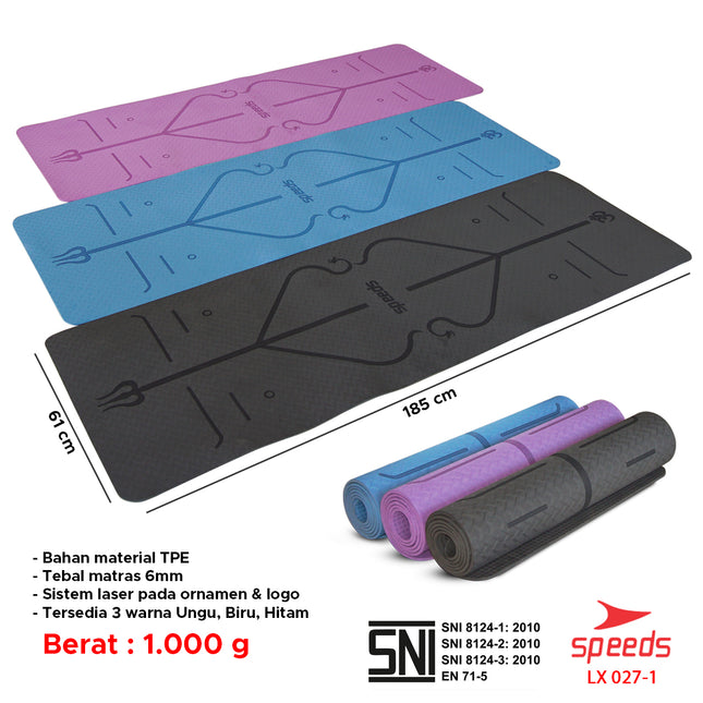 SPEEDS Matras Yoga TPE 6mm Alas Yoga Mat Alas Olahraga Karpet Spons Gym Berstandar SNI 027-1