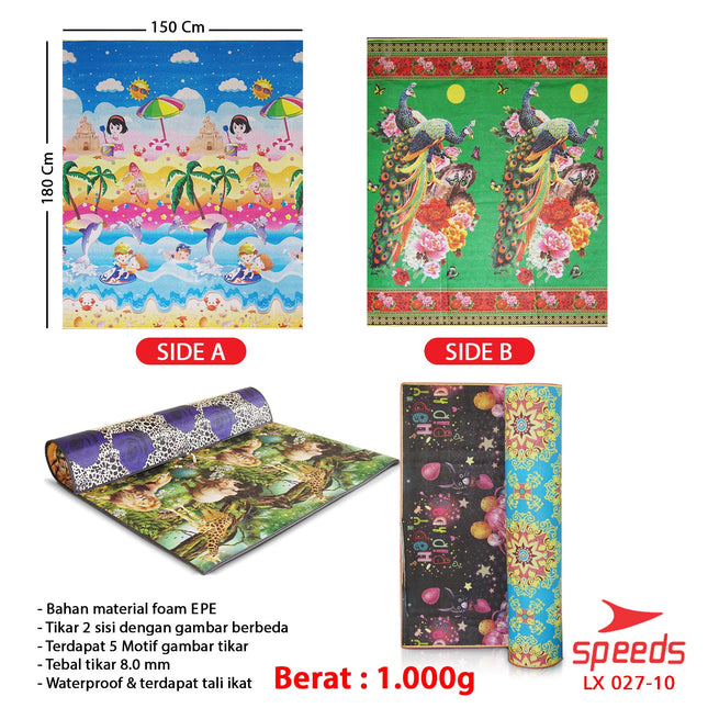 SPEEDS Karpet Gulung Alas Bermain Tidur Duduk Bayi 180x200x6mm Portabel EPE Tikar Gulung 027-10
