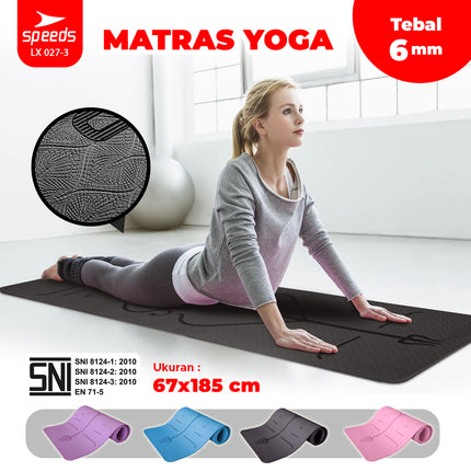 SPEEDS Matras Yoga TPE Tebal 6mm Alas Yoga Mat Alas Yoga Karpet Gym Gulung Berstandar SNI 027-3