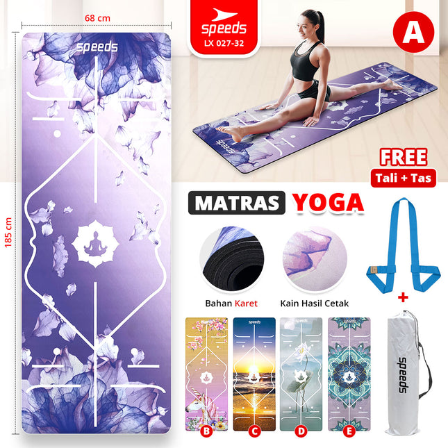 SPEEDS Alas Yoga Mat Karet Matras Yoga Senam Lantai Portabel Anti Air Slip Karpet Olahraga 027-32
