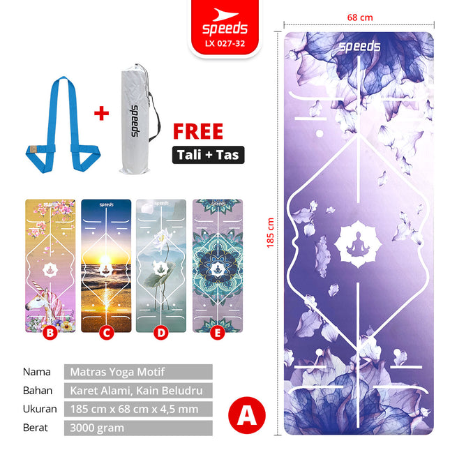 SPEEDS Alas Yoga Mat Karet Matras Yoga Senam Lantai Portabel Anti Air Slip Karpet Olahraga 027-32