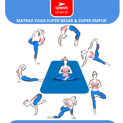 SPEEDS Yoga Mat 196x115x30mm Anti-Slip Thick Extra Large Yoga Mat Exercise Mat LX 027-33