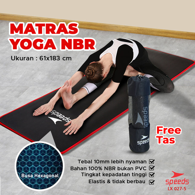 SPEEDS Matras Yoga NBR Tebal 10mm Premium Alas Olahraga Yoga Karpet Mat Spons Gym 027-5
