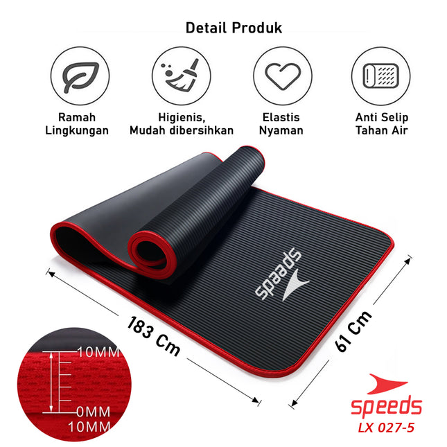 SPEEDS Matras Yoga NBR Tebal 10mm Premium Alas Olahraga Yoga Karpet Mat Spons Gym 027-5