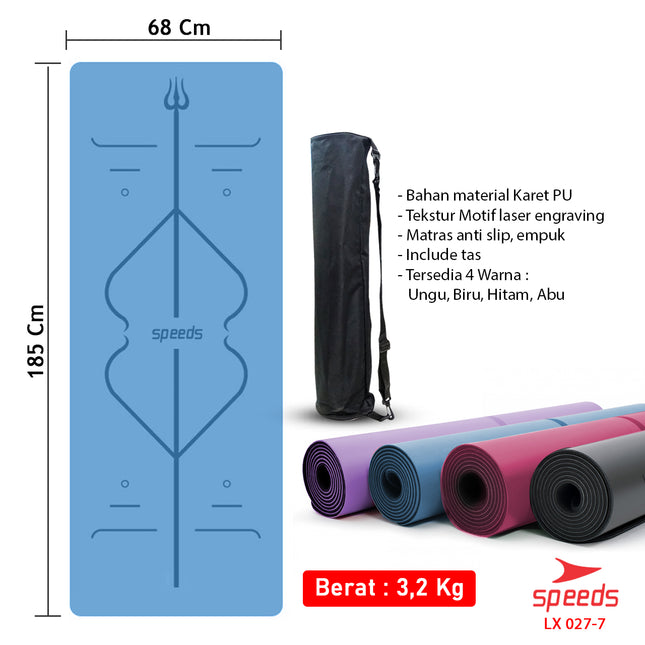 SPEEDS Matras Yoga Mat Pu Karet Matras Premium Karpet Spons Speeds bonus tas 027-7