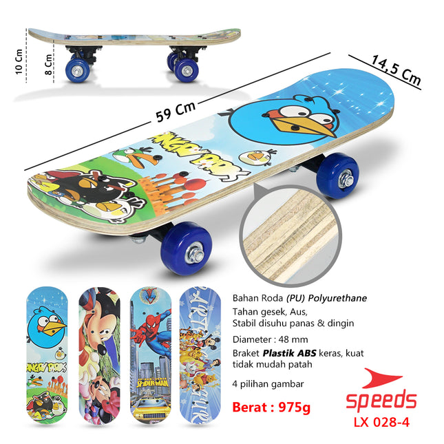 SPEEDS Papan Skateboard Anak Pennyboard Mainan Anak Roda PVC Papan Skate Fullset Freestyle 028-2406