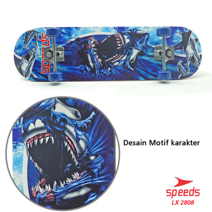 SPEEDS Papan Skateboard FullSet Dewasa Besar Alas Pasir Kayu Skate Board LX 028-6 , 2808 Sans