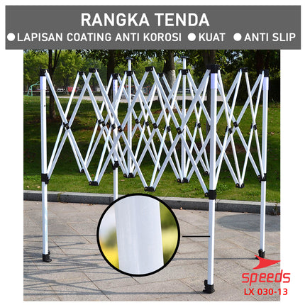 SPEEDS Tenda Lipat 3 x 4,5 M Tenda Bazzar Rangka Putih Tenda Pameran Tenda Jualan Otomatis 030-13