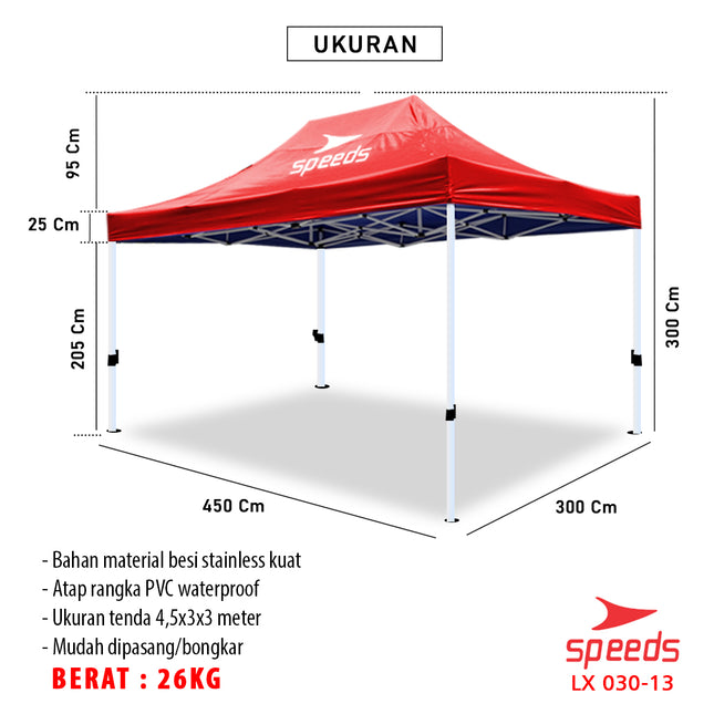SPEEDS Tenda Bazar Lipat Ukuran 3 x 4,5M 030-13