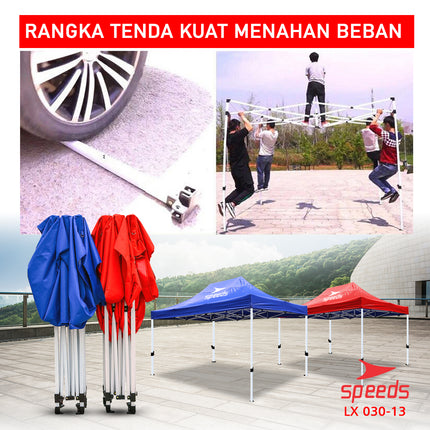 SPEEDS Tenda Lipat 3 x 4,5 M Tenda Bazzar Rangka Putih Tenda Pameran Tenda Jualan Otomatis 030-13