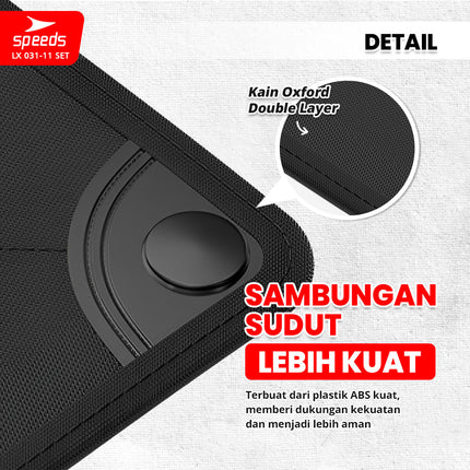 SPEEDS Meja Kursi Lipat Portable Kursi Camping Kursi Gunung Kursi Sauna Bangku Dengan Klip Pengait 031-11 Set Hitam