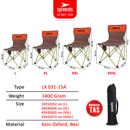 SPEEDS Kursi Lipat Outdoor Indoor Kemah L XL 2XL 3XL Camping Portabel Folding Chair LX 031-15A