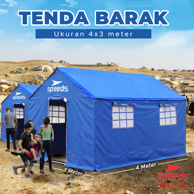 SPEEDS Tenda Komando 3x4m Tenda Barak Tenda Militer Serbaguna Tenda Regu Pramuka 031-16