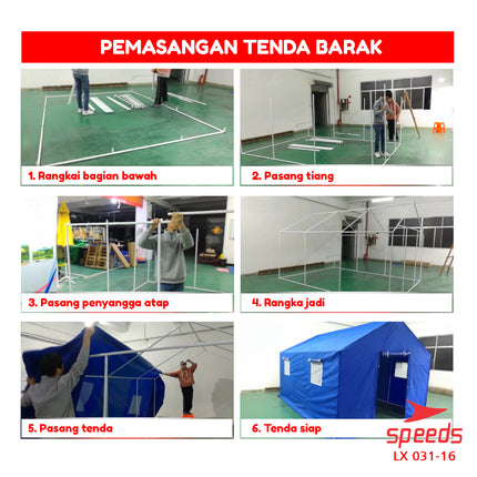 SPEEDS Tenda Komando 3x4m Tenda Barak Tenda Militer Serbaguna Tenda Regu Pramuka 031-16