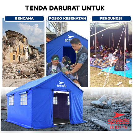 SPEEDS Tenda Komando 3x4m Tenda Barak Tenda Militer Serbaguna Tenda Regu Pramuka 031-16
