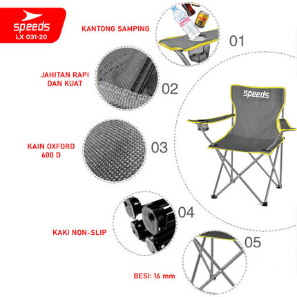 SPEEDS Kursi Lipat Pancing Camping Fishing Folding Chair Camping Piknik Keluarga Outdoor 031-20
