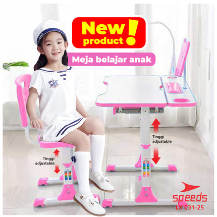 SPEEDS Set Meja Belajar Ukuran 70 dan 80cm Anak Meja Kursi Belajar Portable Meja Tulis Anak 031-25