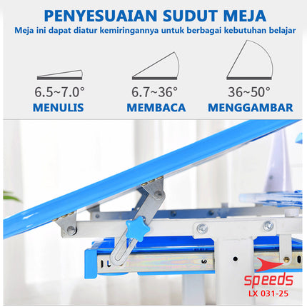 SPEEDS Set Meja Belajar Ukuran 70 dan 80cm Anak Meja Kursi Belajar Portable Meja Tulis Anak 031-25
