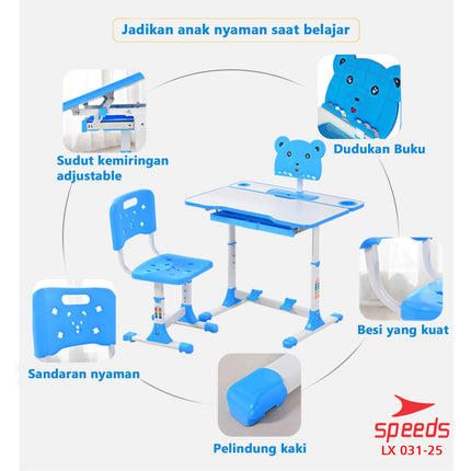 SPEEDS Set Meja Belajar Ukuran 70 dan 80cm Anak Meja Kursi Belajar Portable Meja Tulis Anak 031-25