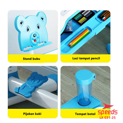 SPEEDS Set Meja Belajar Ukuran 70 dan 80cm Anak Meja Kursi Belajar Portable Meja Tulis Anak 031-25