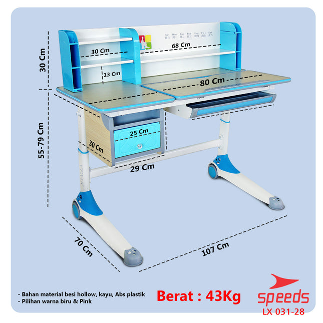 SPEEDS Meja Belajar AnakUkuran 120cm 031-28