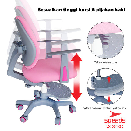SPEEDS Kursi Anak Kaki Roda 6 Kursi Belajar Anak Bangku Anak Multifungsi Table Board 031-30