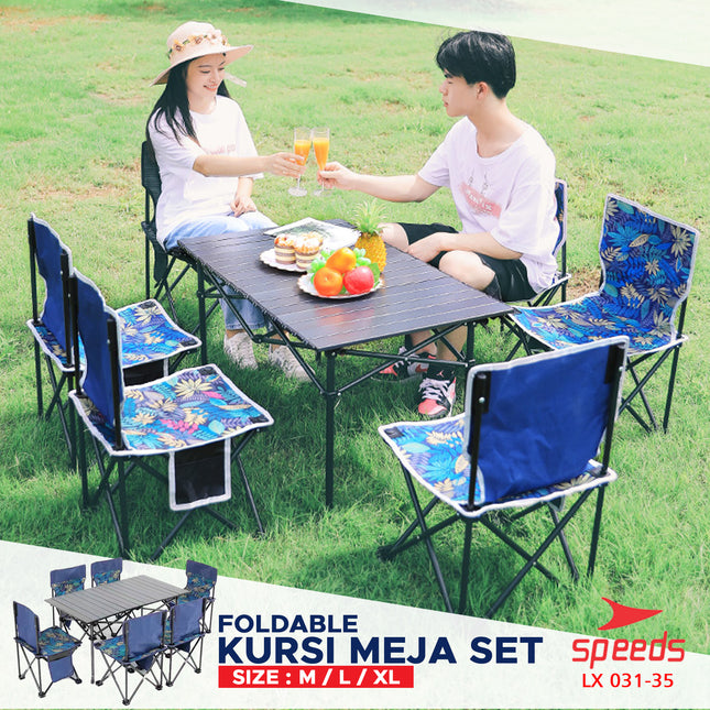 SPEEDS Meja Camping Lipat Set Meja Kursi Lipat Meja Camping Piknik Outdoor Portable 031-35