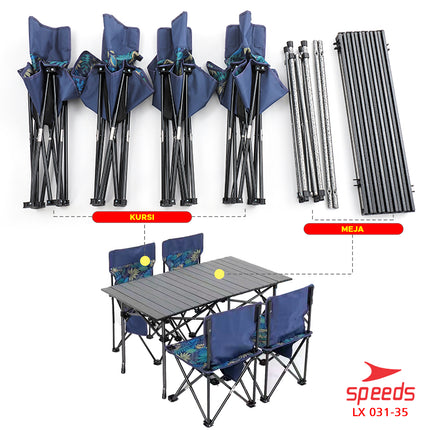 SPEEDS Meja Camping Lipat Set Meja Kursi Lipat Meja Camping Piknik Outdoor Portable 031-35