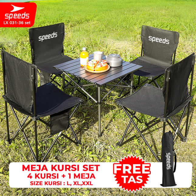 SPEEDS Meja Kurs Lipat Set Free Meja Lipat Kursi Lipat Outdoor Indoor Tas Folding Table Chair Portable Meja Camping Piknik 031-36