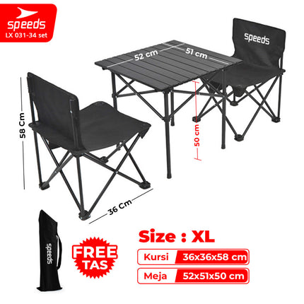 SPEEDS Meja Camping Lipat Set Meja Kursi Lipat Meja Camping Piknik Outdoor Portable 031-35