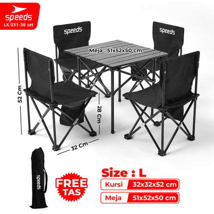 SPEEDS Meja Camping Lipat Set Meja Kursi Lipat Meja Camping Piknik Outdoor Portable 031-35