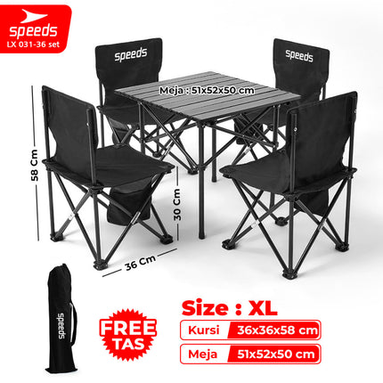 SPEEDS Meja Camping Lipat Set Meja Kursi Lipat Meja Camping Piknik Outdoor Portable 031-35