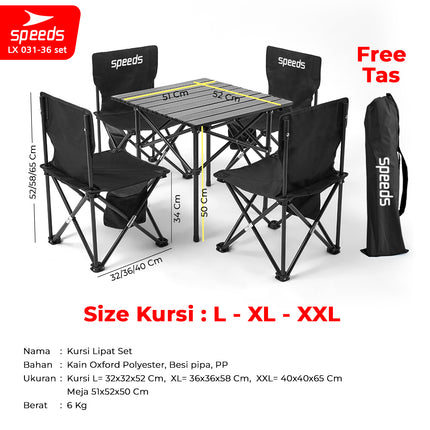 SPEEDS Folding Table Chair Set Free Folding Table Folding Chair Outdoor Indoor Bag Portable Folding Table Camping Picnic 031-36