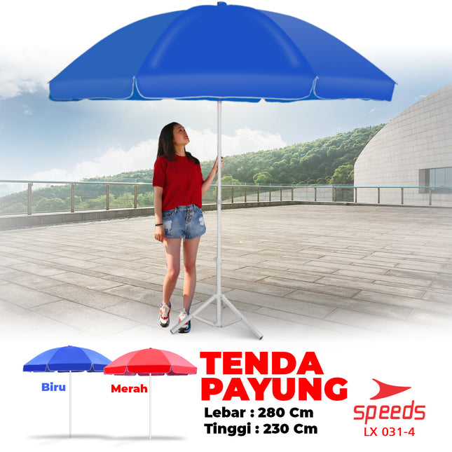SPEEDS Payung Tenda Lebar 280CM Payung Pantai Cafe Bazaar Parasol Diameter Tenda Booth Jualan 031-4