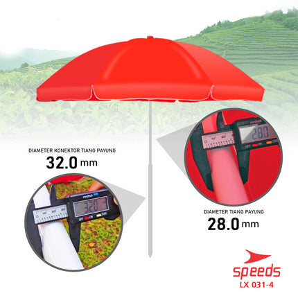 SPEEDS Payung Tenda Lebar 280CM Payung Pantai Cafe Bazaar Parasol Diameter Tenda Booth Jualan 031-4