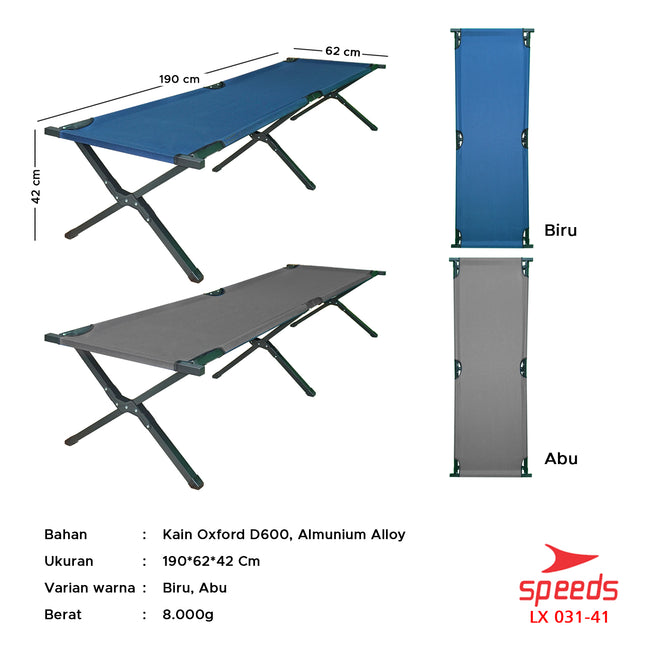 SPEEDS Kasur Tidur Velbed Tempat Tidur Lipat Kasur Portable Kaki Silang Indoor Outdoor 031-41