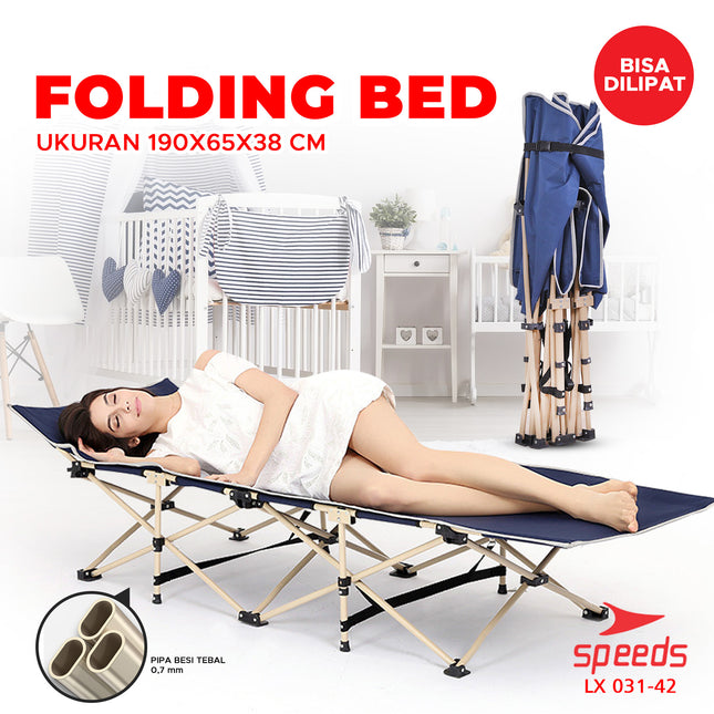 SPEEDS Kasur Tidur Lipat Tempat Tidur Camping Kasur Portable Kaki Silang Indoor Outdoor 031-42
