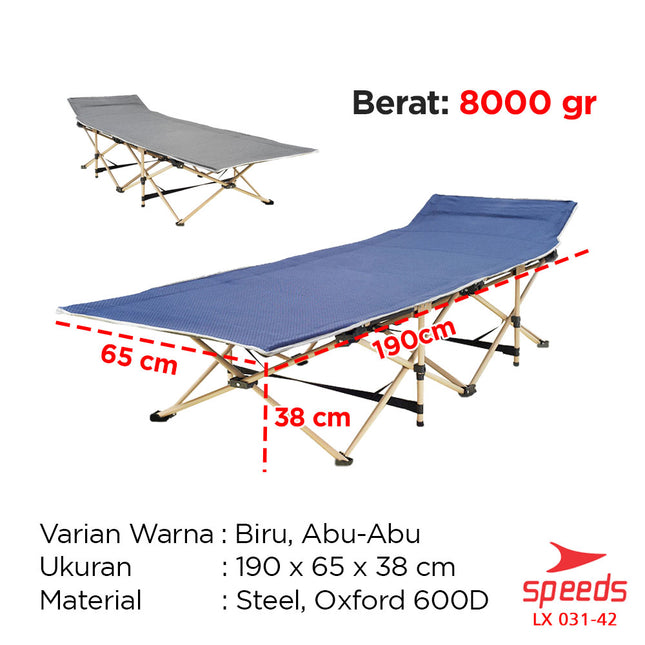 SPEEDS Kasur Tidur Lipat Tempat Tidur Camping Kasur Portable Kaki Silang Indoor Outdoor 031-42