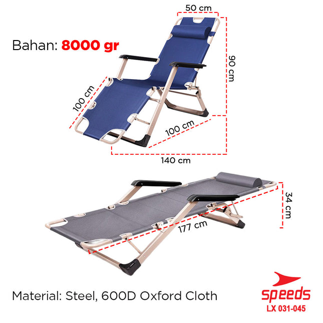 SPEEDS Kursi Lipat Kursi Malas Tempat Tidur Folding Bed Kursi Outdoor Indoor Kursi Santai 031-45