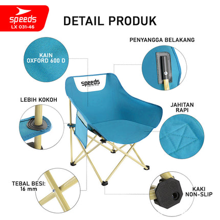 SPEEDS Kursi Lipat Bulat Moon Folding Chair Camping Tenda Mancing Piknik Outdoor 031-46