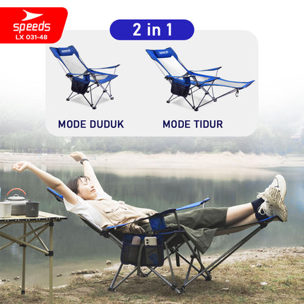 SPEEDS Kursi Lipat Camping 2in1 Folding Chair Tidur Duduk Mancing Rekrasi Foldable Outdoor 031-48