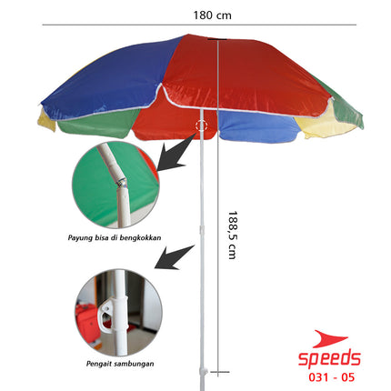SPEEDS Tenda Payung 180 cm Event Pantai Cafe Bazaar Parasol Diameter Payung Untuk Event Booth 031-5
